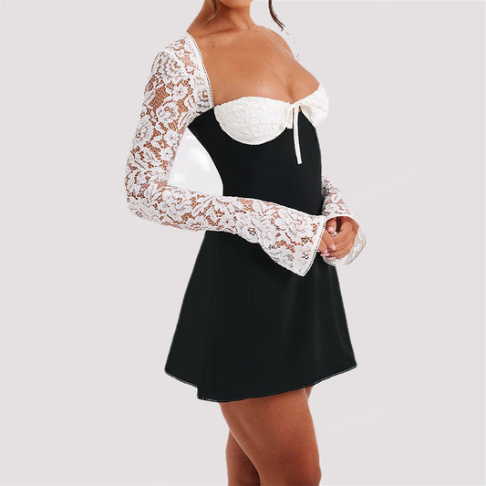 Y2K Lace Long Sleeve Dress