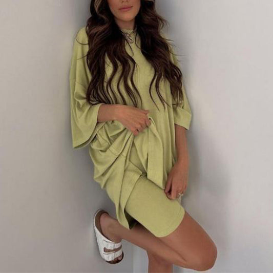 Loose Short-sleeved Shirt And Slim Tight Pants