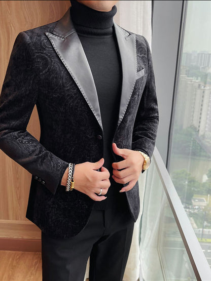 Jacquard Velvet Leather Blazer