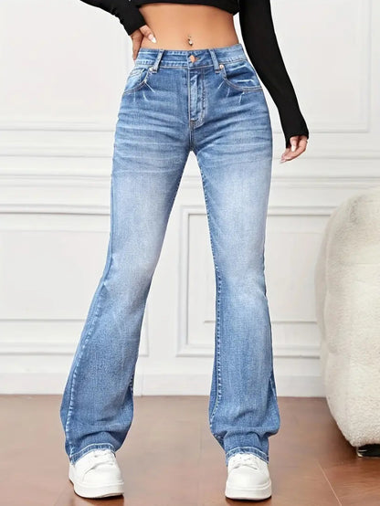 Denim High Waist  Bootcut Trousers