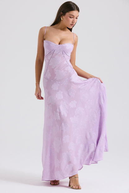 Robe à bretelles en dentelle et fleurs