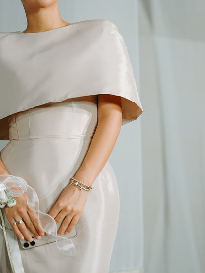 Satin Cape-style Fitted Maxi Set