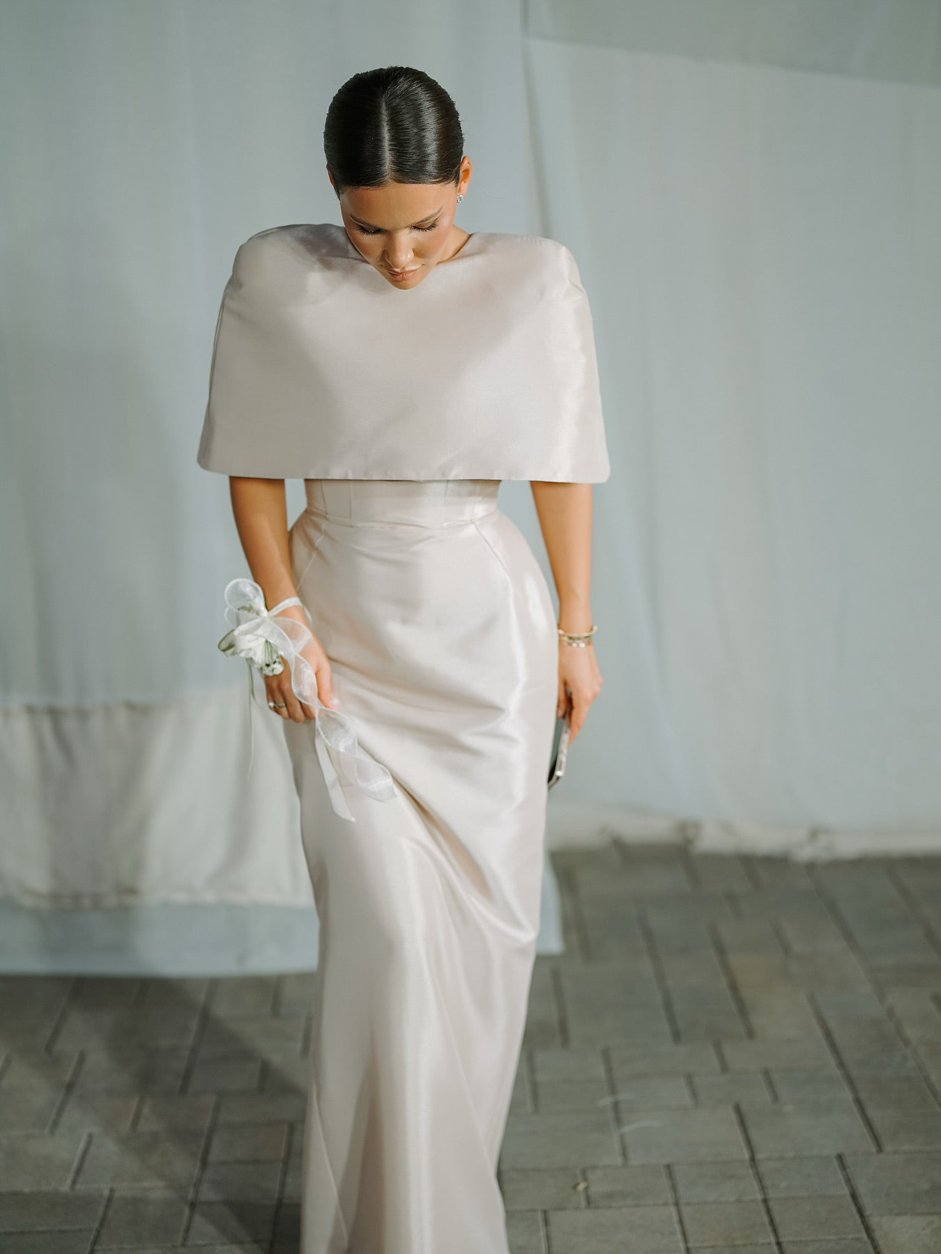 Satin Cape-style Fitted Maxi Set