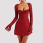 Robe longue à manches longues en dentelle Y2K