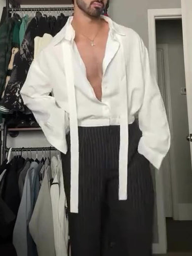Tie-Front Shirt Open Collar