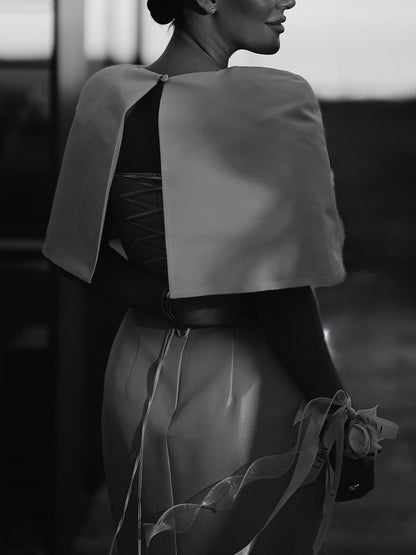 Satin Cape-style Fitted Maxi Set