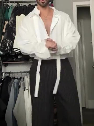 Tie-Front Shirt Open Collar