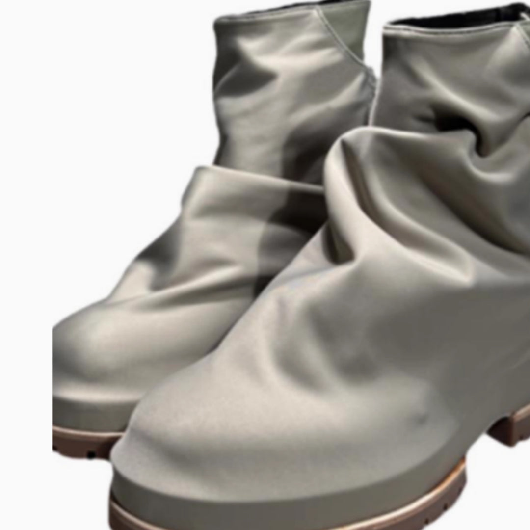 Bottes hautes plissées en cuir