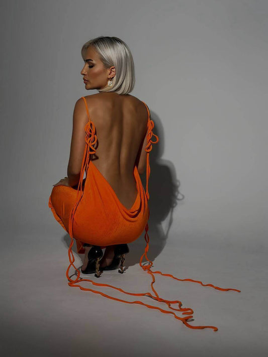 Lace-up Long Dress