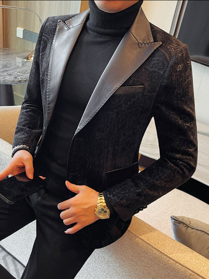 Jacquard Velvet Leather Blazer