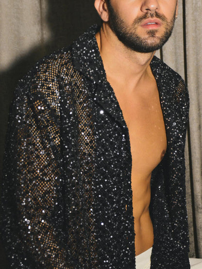 Black Sequin Sheer