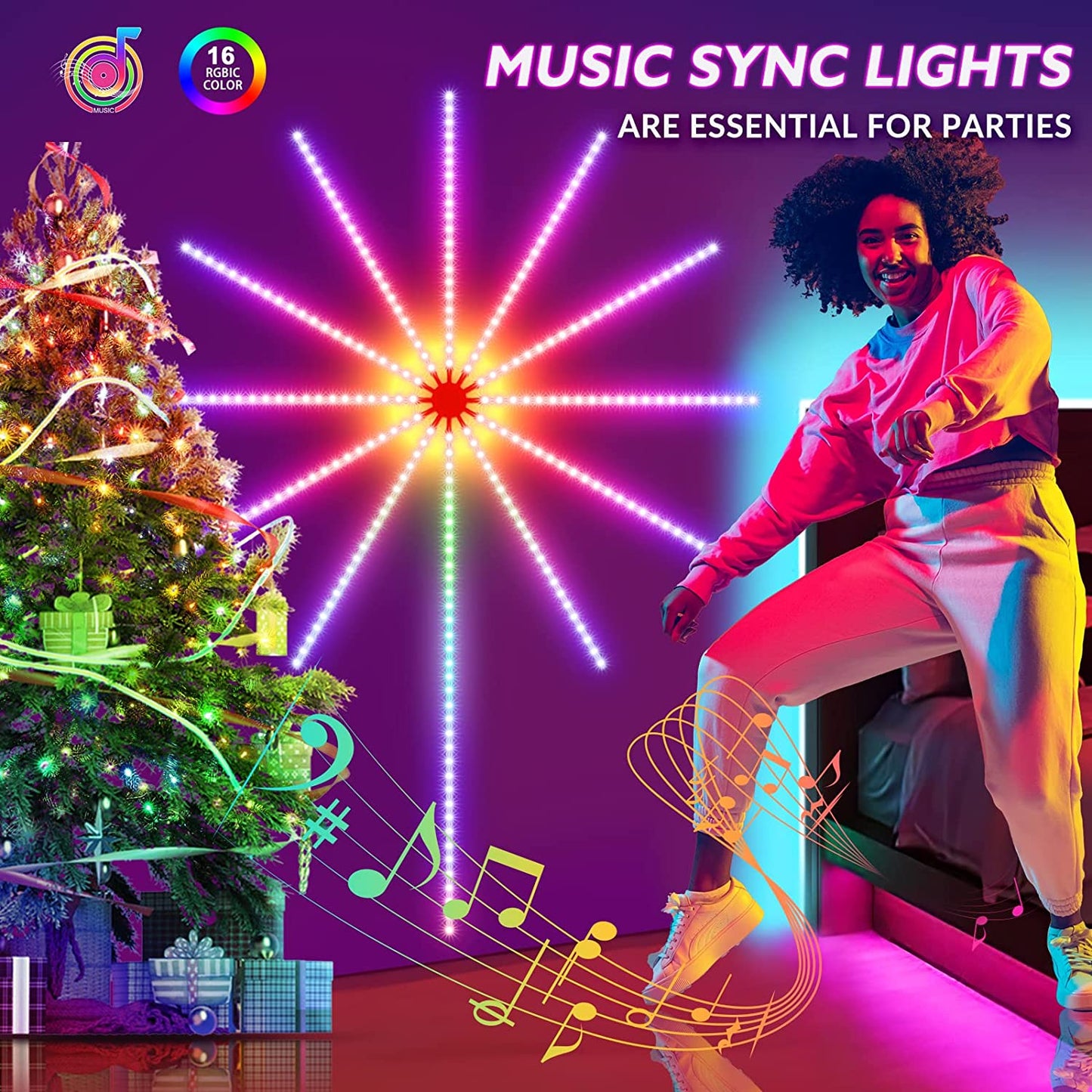 Firework Lights LED Strip Music Sync