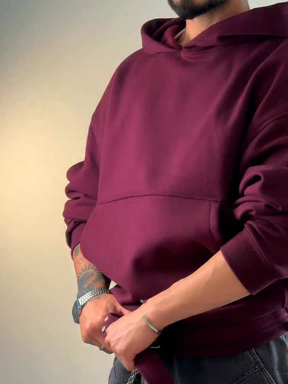 Burgundy Oversize Hoodie Side Belt