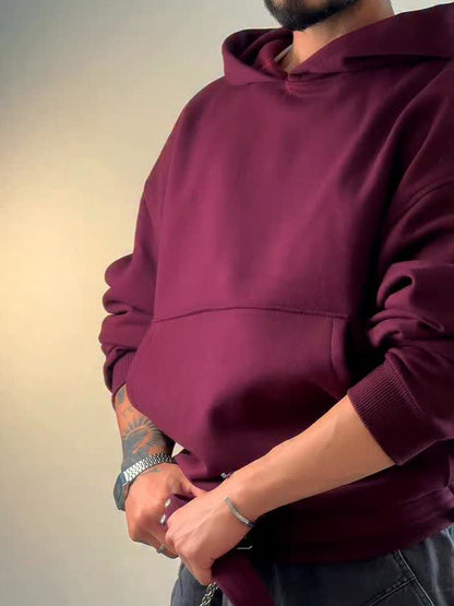 Burgundy Oversize Hoodie Side Belt