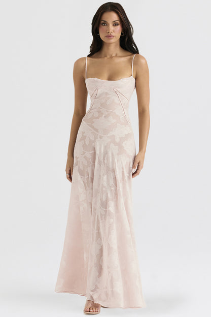 Robe à bretelles en dentelle et fleurs