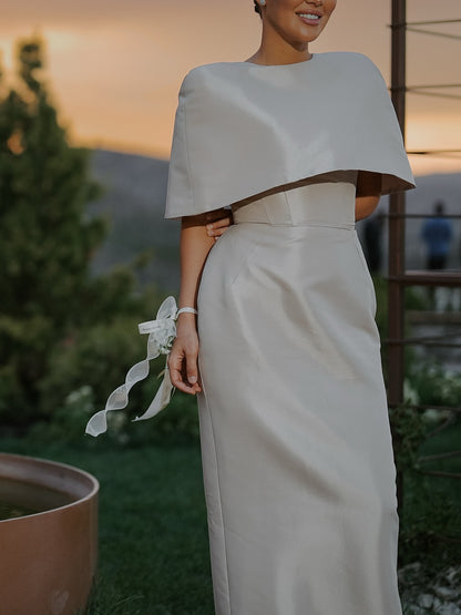 Satin Cape-style Fitted Maxi Set