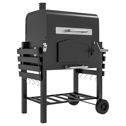 Charcoal BBQ, With Shelves - Black 3-in-1