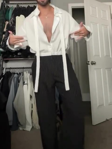 Tie-Front Shirt Open Collar