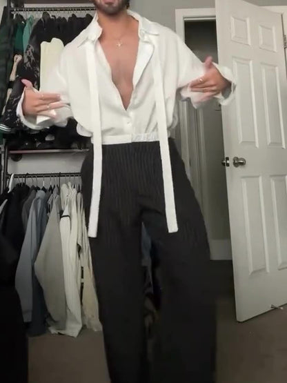 Tie-Front Shirt Open Collar