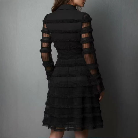 Textured Long-Sleeve Dress