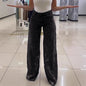 Jean Taille Haute en Dentelle Fleurie