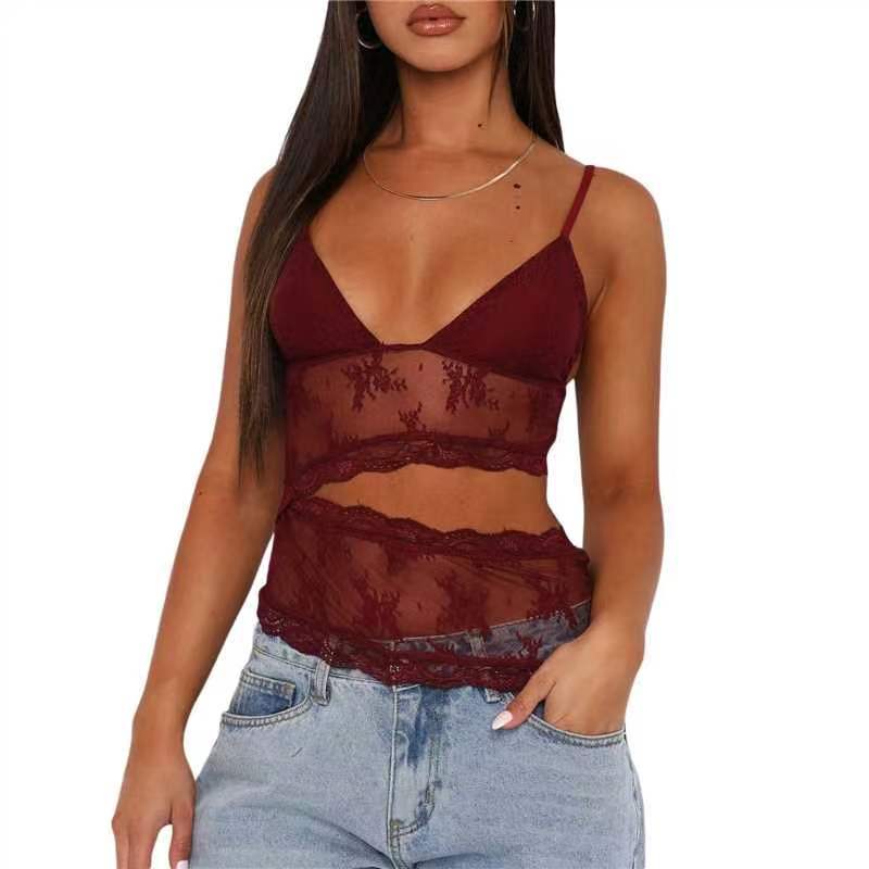Lace Stitched Backless Tank Top