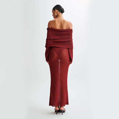 One-shoulder Knitted Dress