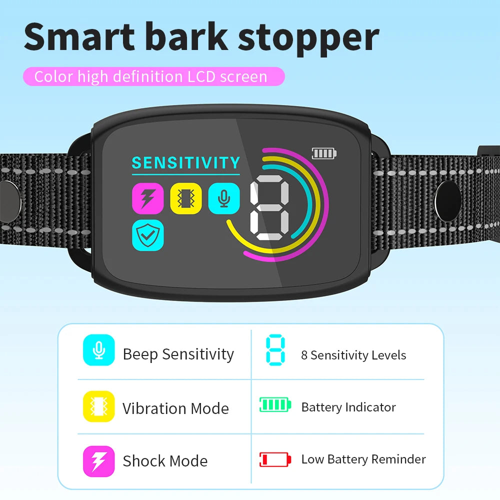 Collier anti-aboiement automatique intelligent pour chien