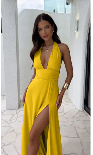 Slit Summer Backless Dress