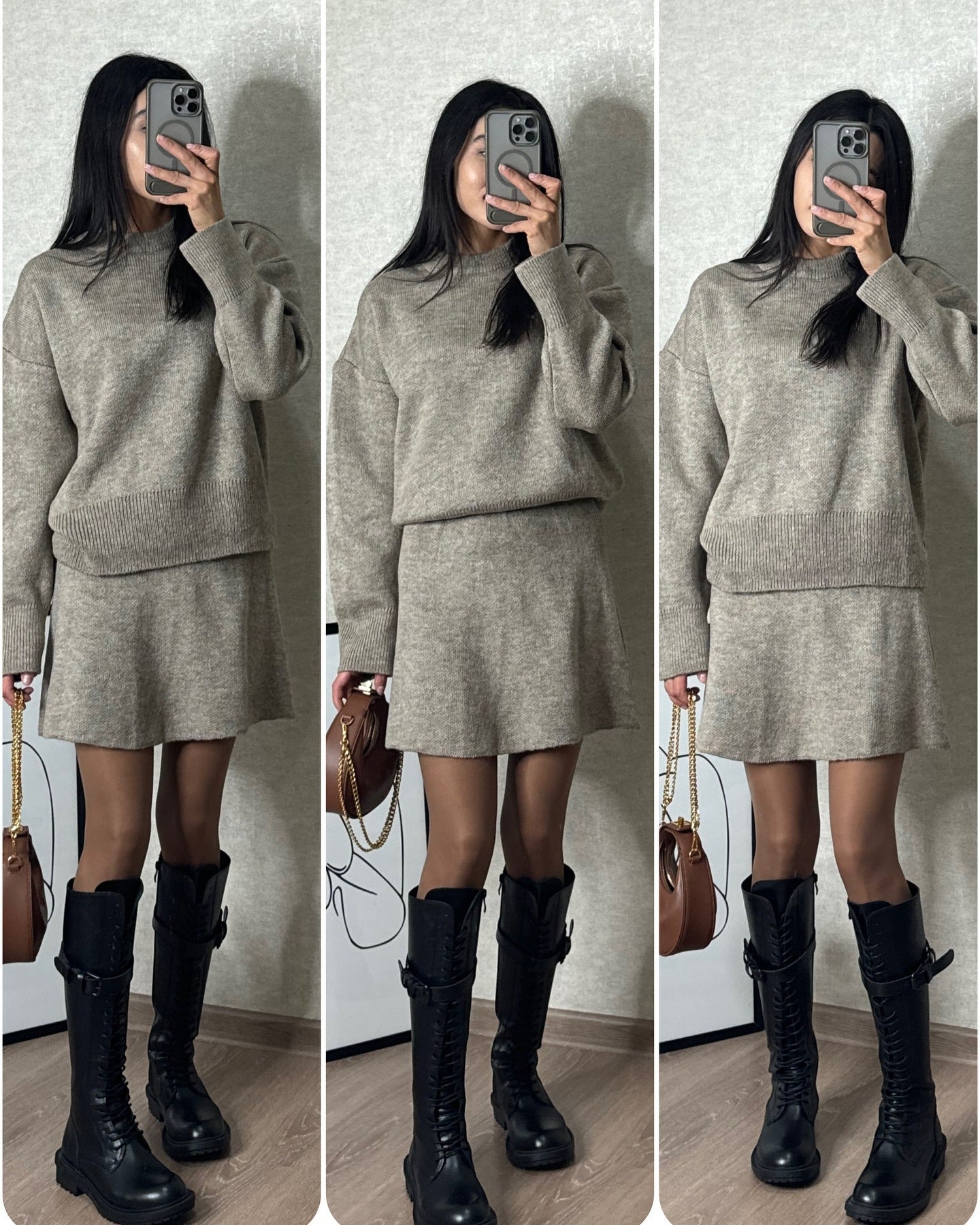 Elegant High Waist Mini Skirt Outfit