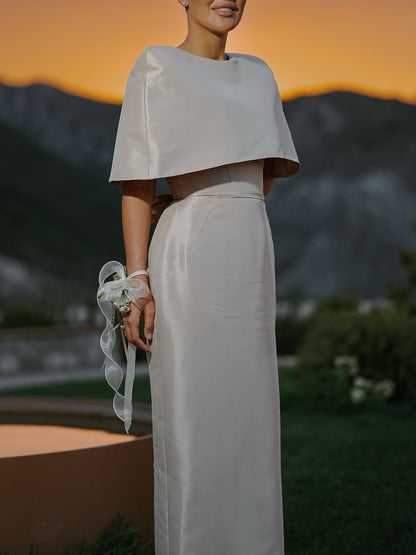 Satin Cape-style Fitted Maxi Set