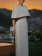 Satin Cape-style Fitted Maxi Set