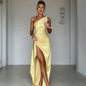 One-shoulder Backless Slit Dress