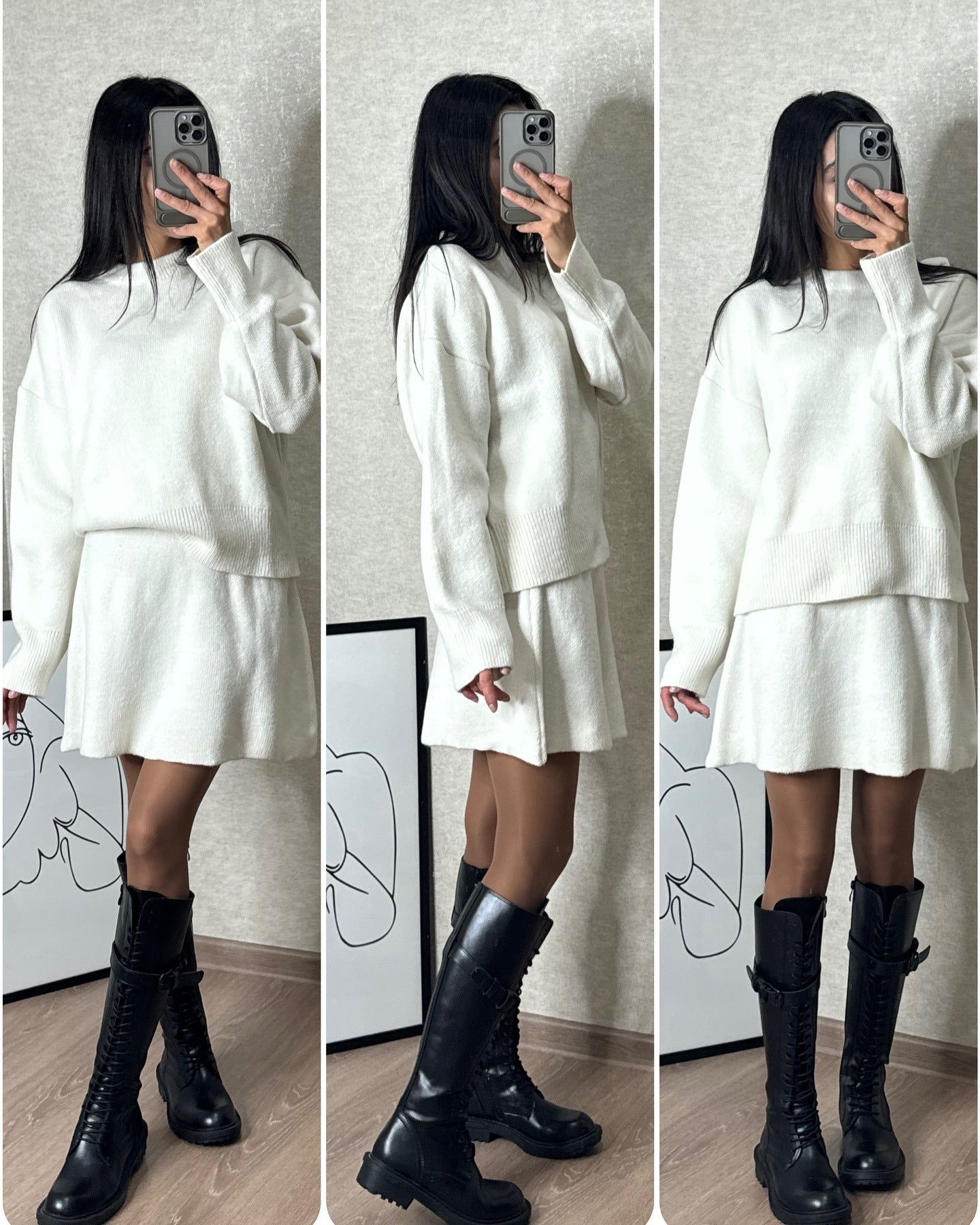 Elegant High Waist Mini Skirt Outfit