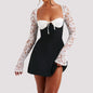 Robe longue à manches longues en dentelle Y2K
