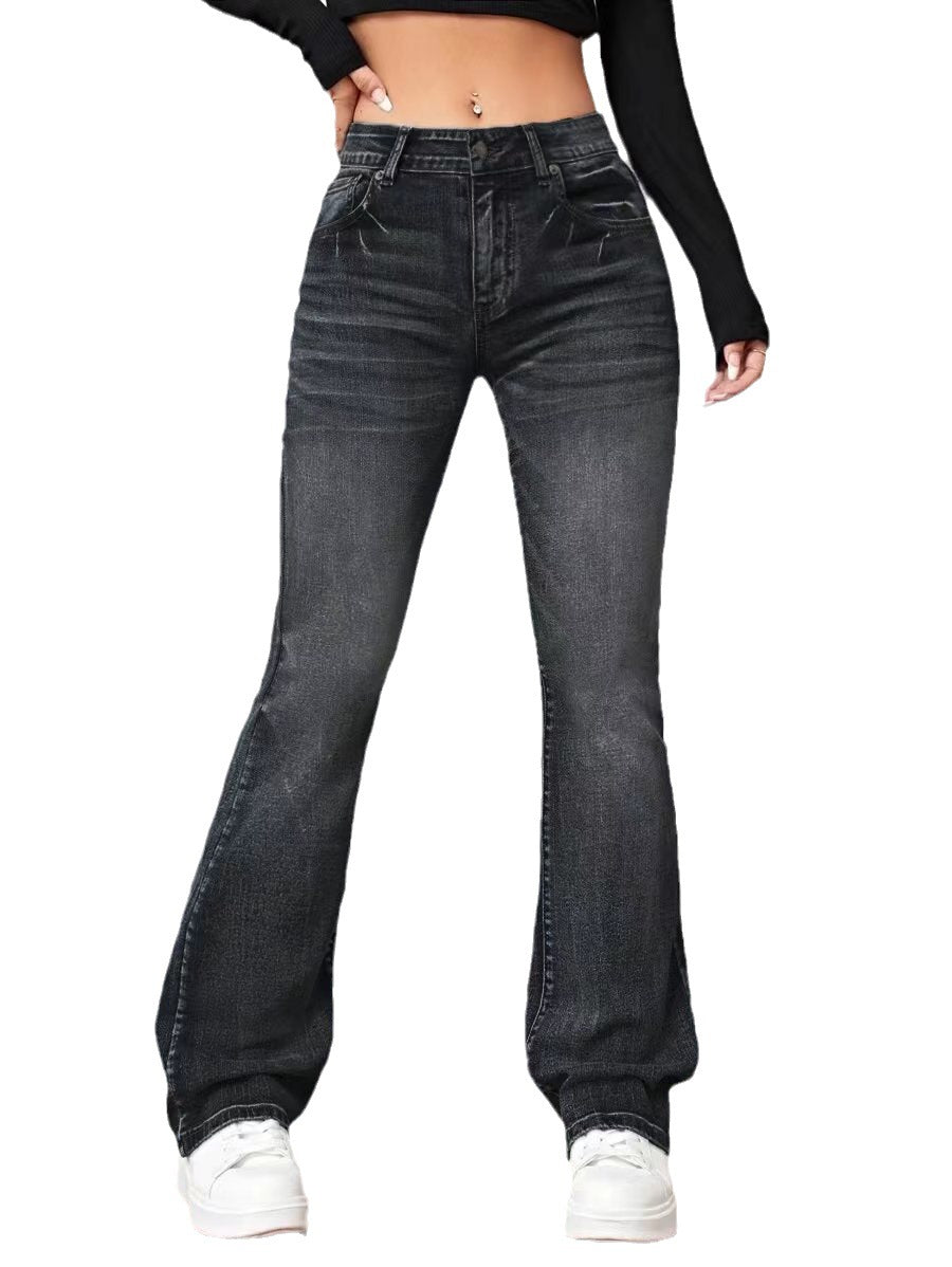 Denim High Waist  Bootcut Trousers