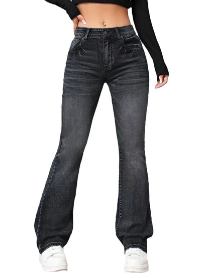 Denim High Waist  Bootcut Trousers