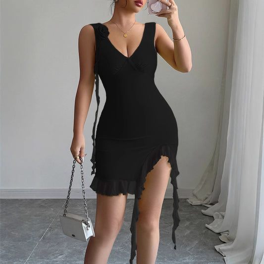 Floral-Trim Dress